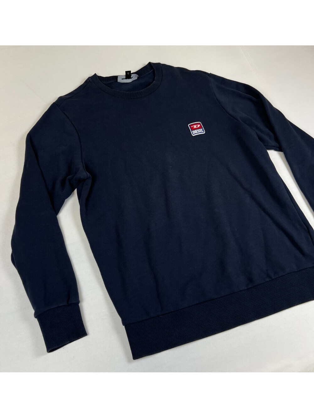 Diesel Men's M Blue Logo Patch Long Sleeve Crewneck Sweatshirt - Picture 6 of 11